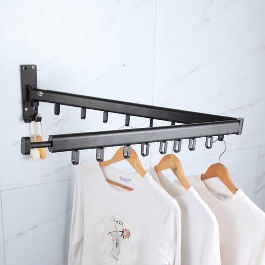 Folding Clothes Hanger Wall Mount Retractable Cloth Drying Rack Indoor & Outdoor Space Saving Aluminum Home Laundry Clothesline