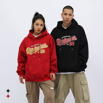 English Letter Printed Clothing Loose Couple Outfit Hooded Sweater