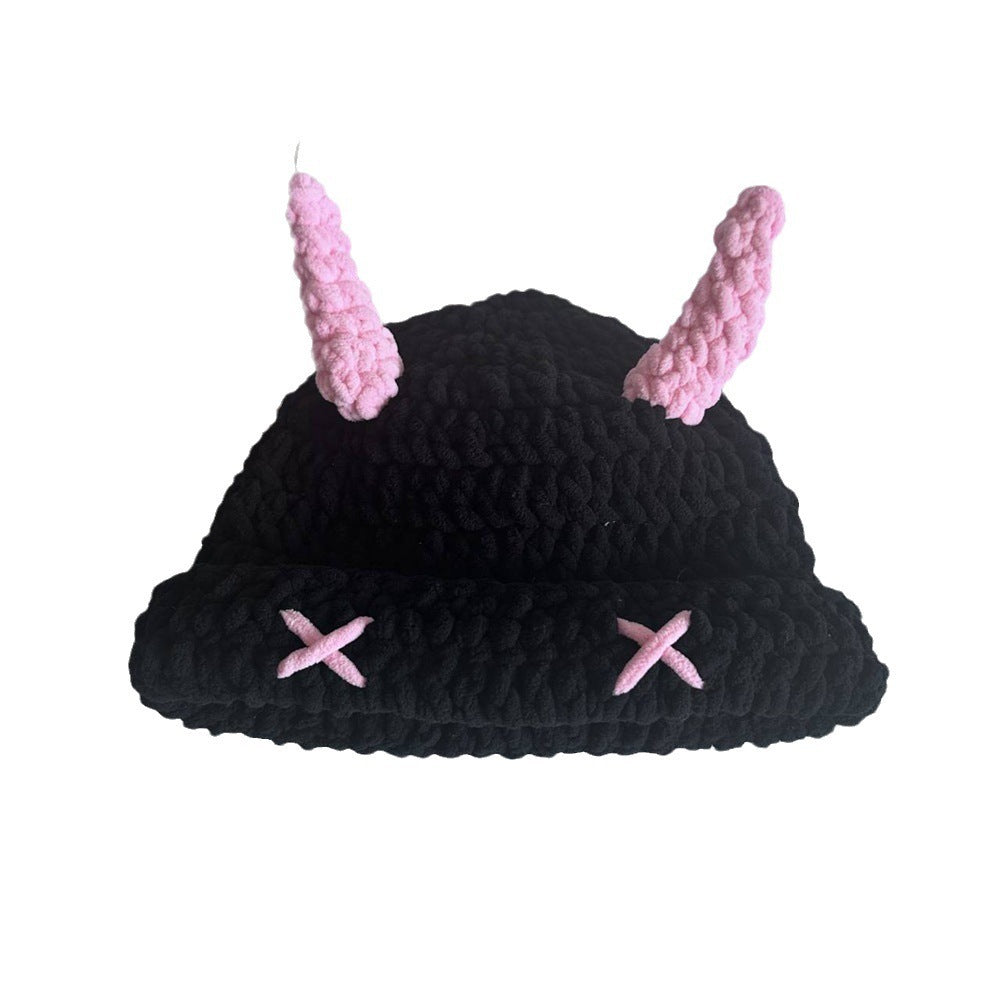 Wool Hat Cute Devil Mask Horn Head Cover