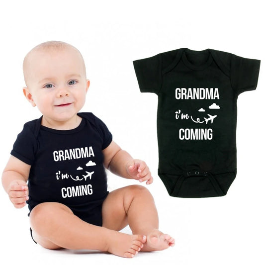 Baby's First Grandma Visit Bodysuit | Cotton Short Sleeve Onesie for Boys and Girls