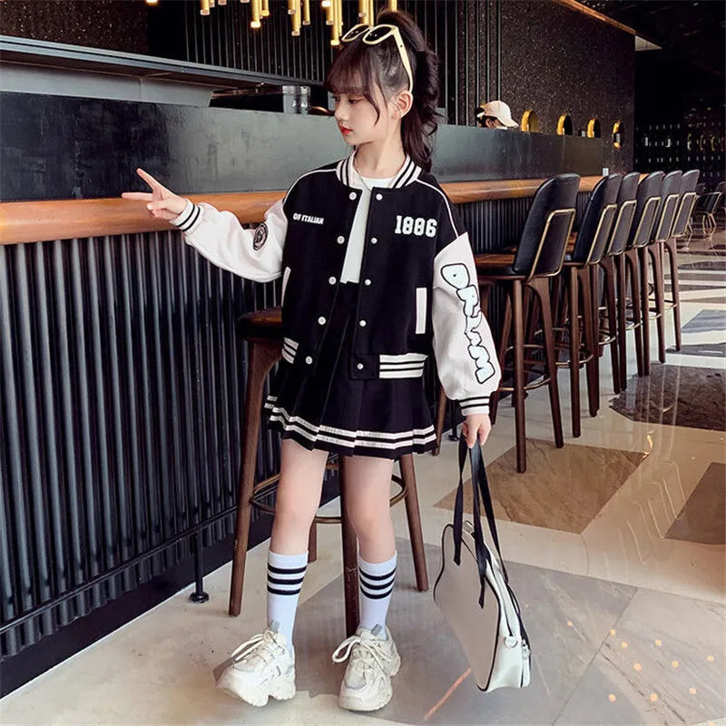 Girls love Long Sleeve Coats and Skirts Set