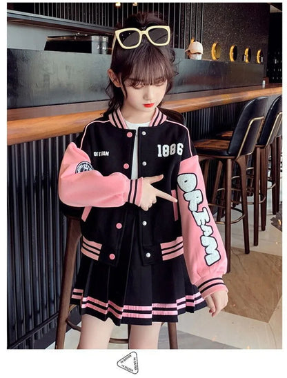 Girls love Long Sleeve Coats and Skirts Set